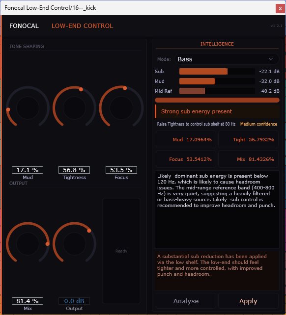 Fonocal Low-End Control — plugin interface